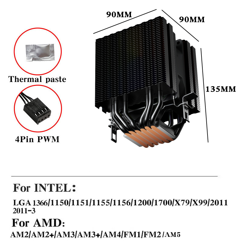 6 tubos de calor cpu cooler de - Air Cooler Cpu avaliação e preço
